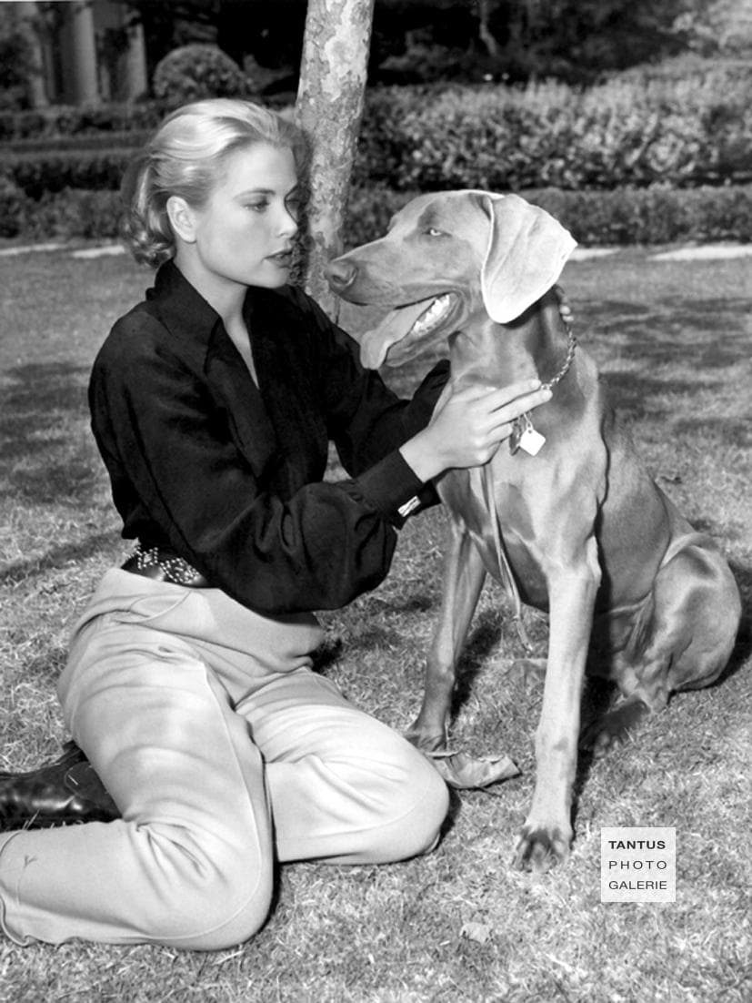 Grace Kelly mit ihrem Weimaraner